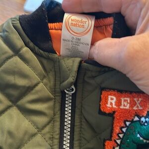 Quilted T-Rex, baby jacket